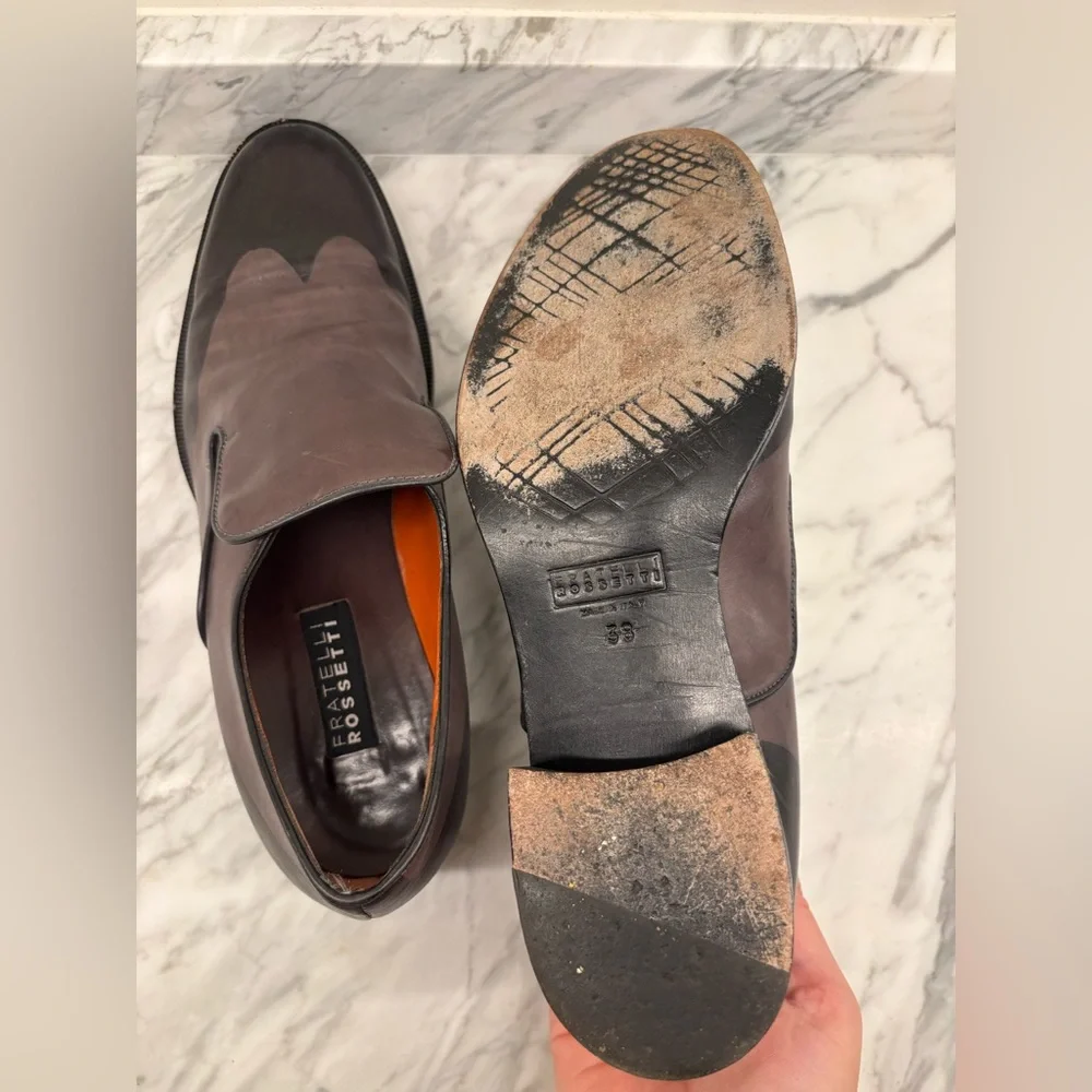 Fratelli Rossetti Brown and Black Leather Loafers Slip-Ons - Picture 6 of 6